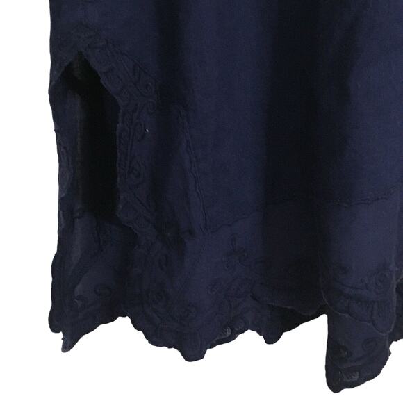 NWT Soft Surroundings Sonoma Embroidered Asymmetrical Hem Open Cardigan Navy SP - Picture 9 of 13